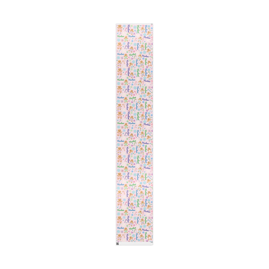 Personalized Pastel Gingerbread Bear Christmas Wrapping Paper | Custom Holiday Gift Wrap Roll for Kids & Girls | Cute Candy & Snowflake Gift Wrap