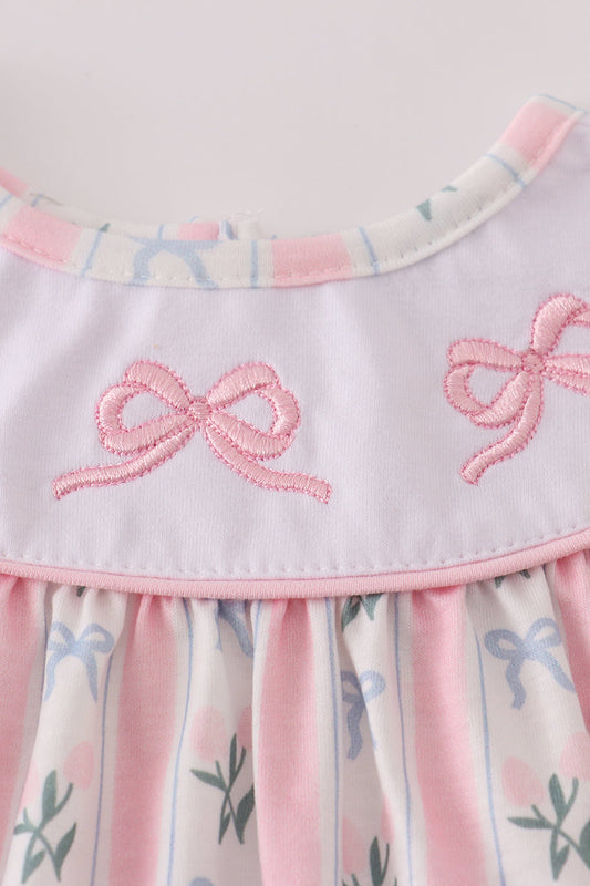 Pink Bow Embroidered Bloomer Set | Sweet Baby Girl Outfit