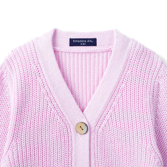 Classic Cardigan with Pockets in Lilac