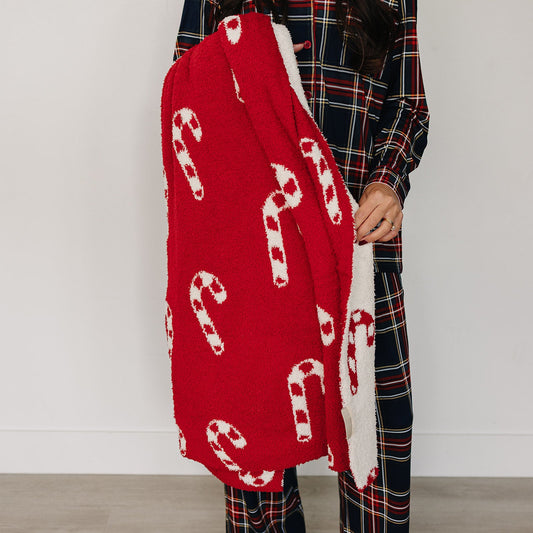 Candy Cane Plush Blanket