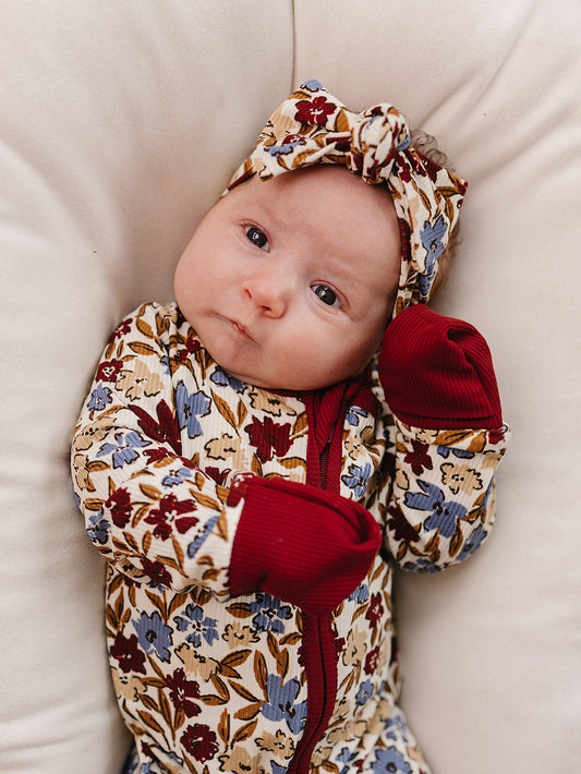 Desert Floral Ribbed Bamboo Head Wrap