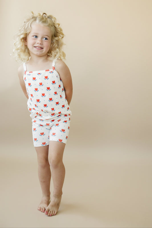 Bamboo Ribbed 2pc Tank Set — Red White & Blue Tulip | Kids Summer Outfit
