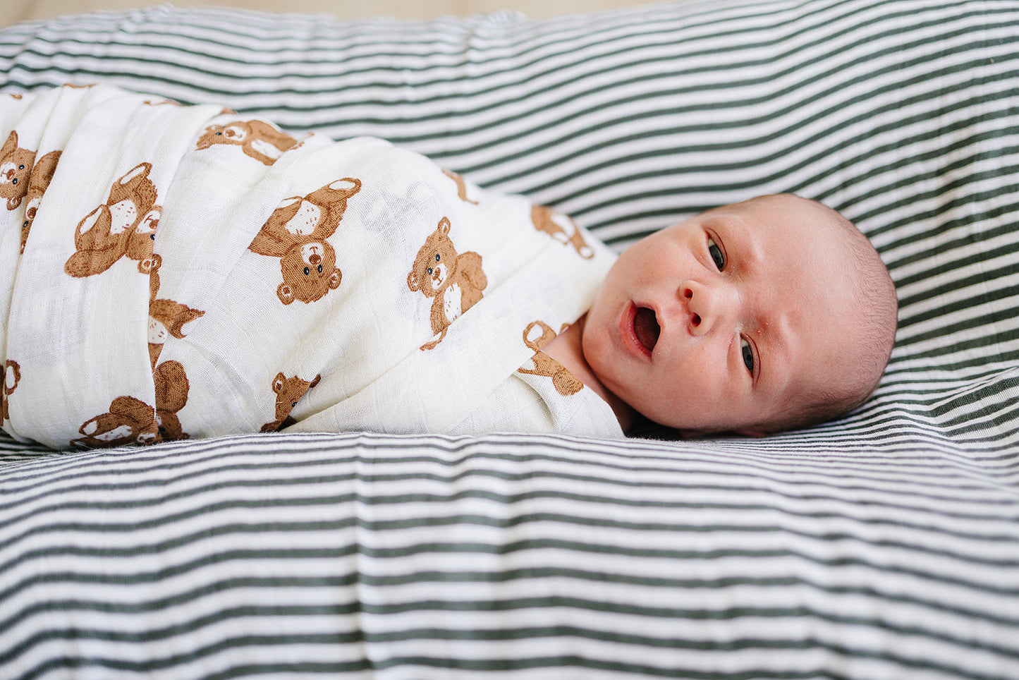 Teddy Bear Muslin Swaddle Blanket