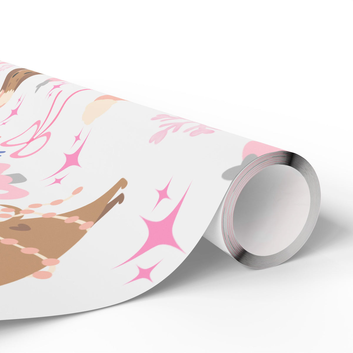 Personalized Pink Christmas Wrapping Paper – Custom Name Dachshund & Bow Holiday Gift Wrap