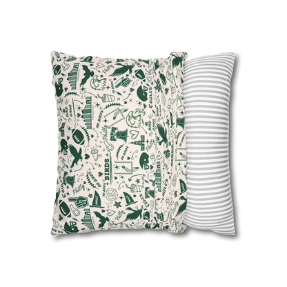 Custom Designed Philadelphia Eagles Decorative Pillowcase — Green Doodle Square Pillow