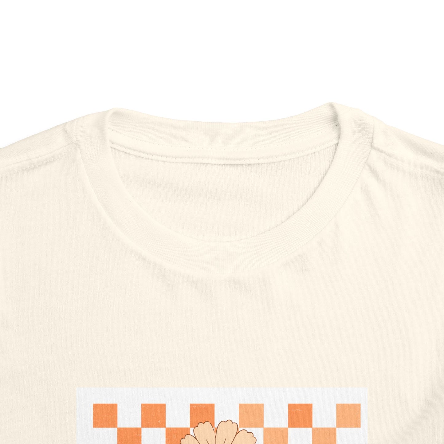 Sunflower Smiley Toddler Tee — Retro Checkered Happy Face Shirt