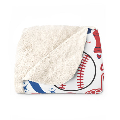 Phillies Baseball Sherpa Blanket — Go Phills Patterned Fleece Throw