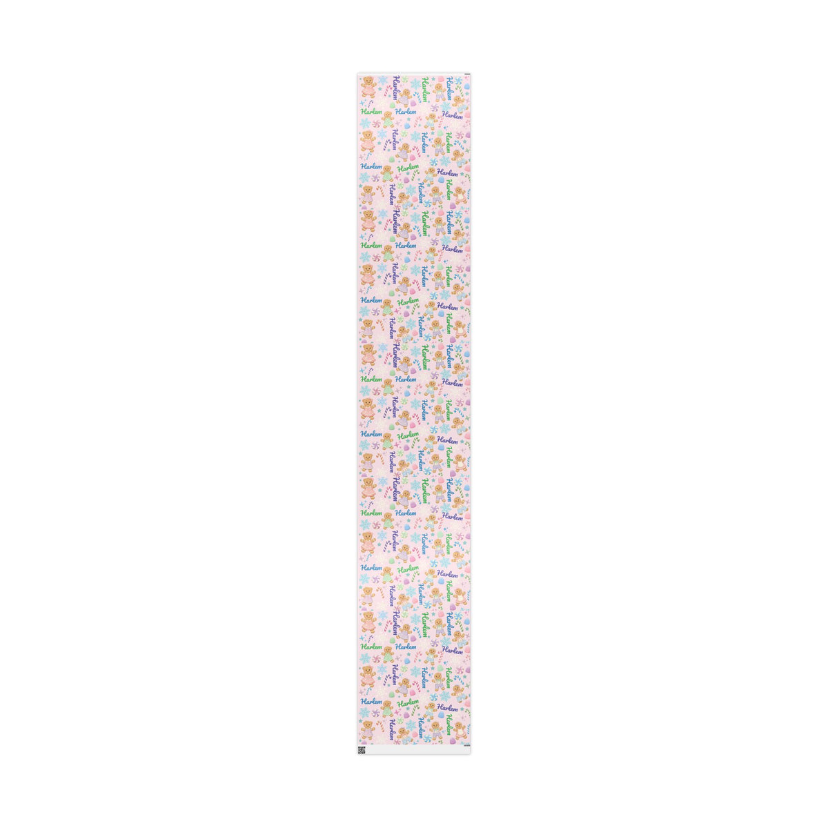 Personalized Pastel Gingerbread Bear Christmas Wrapping Paper | Custom Holiday Gift Wrap Roll for Kids & Girls | Cute Candy & Snowflake Gift Wrap