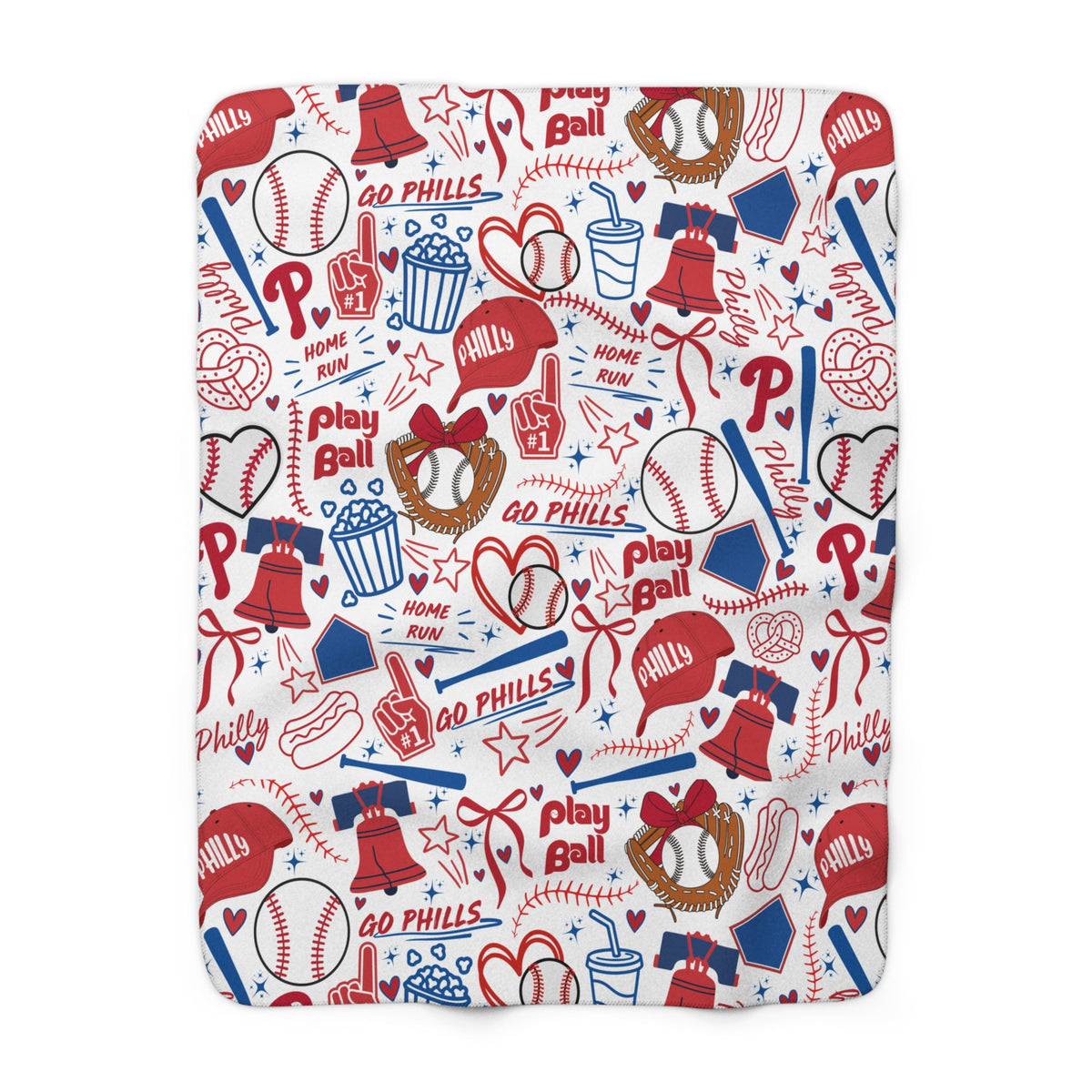 Phillies Baseball Sherpa Blanket — Go Phills Patterned Fleece Throw