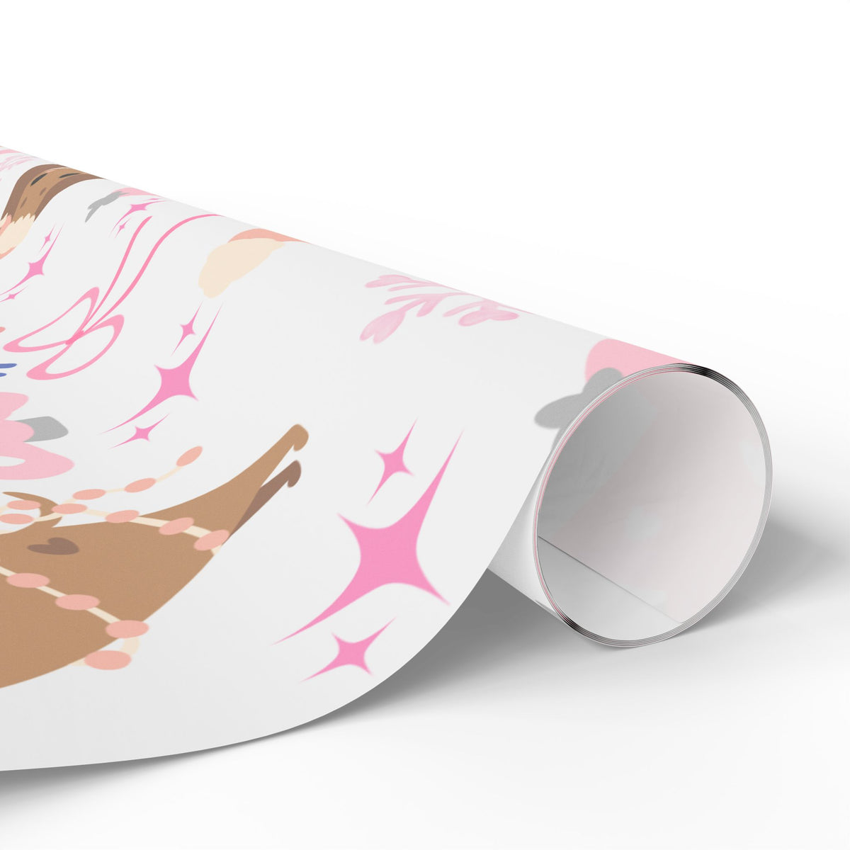 Personalized Pink Christmas Wrapping Paper – Custom Name Dachshund & Bow Holiday Gift Wrap