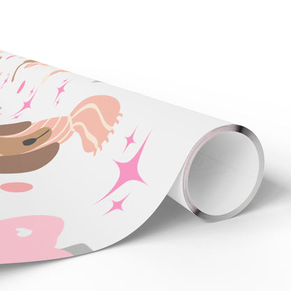 Personalized Pink Christmas Wrapping Paper – Custom Name Dachshund & Bow Holiday Gift Wrap