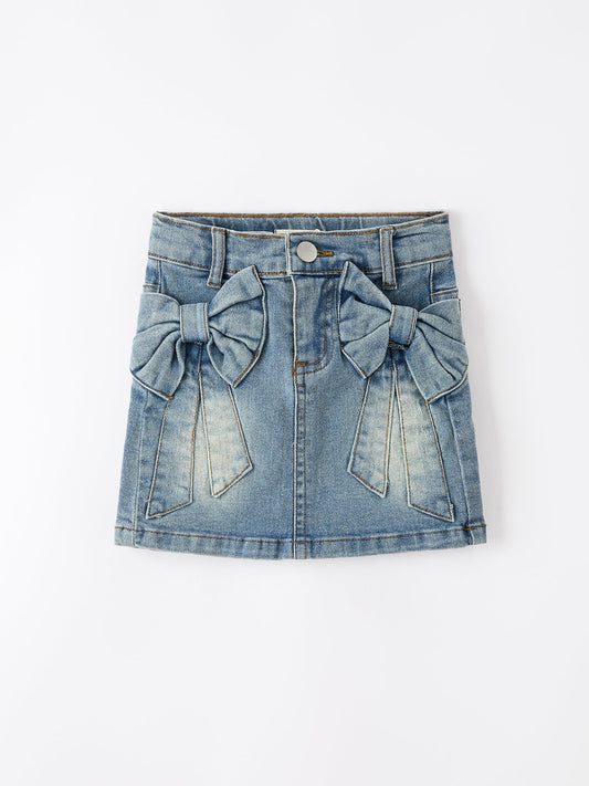Girls Denim Bow Skirt | Trendy Toddler & Kids Skirt