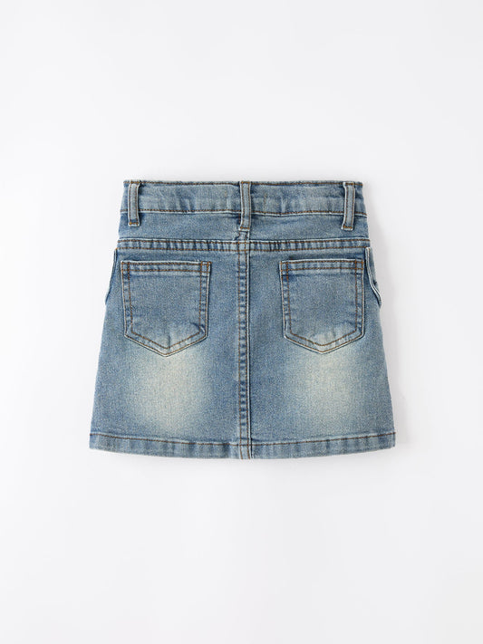 Girls Denim Bow Skirt | Trendy Toddler & Kids Skirt