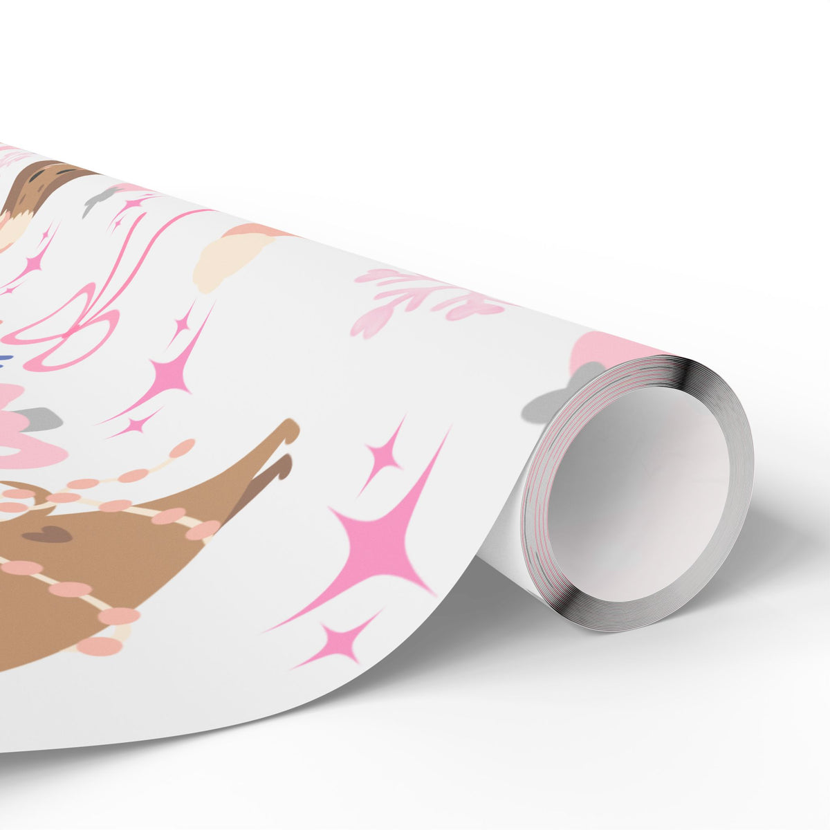 Personalized Pink Christmas Wrapping Paper – Custom Name Dachshund & Bow Holiday Gift Wrap