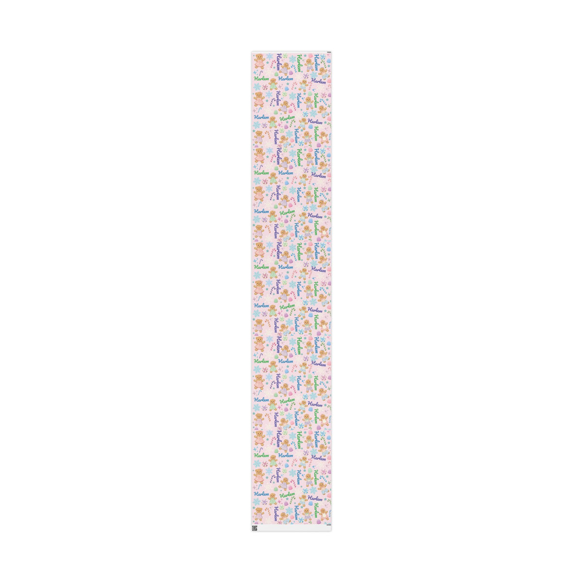 Personalized Pastel Gingerbread Bear Christmas Wrapping Paper | Custom Holiday Gift Wrap Roll for Kids & Girls | Cute Candy & Snowflake Gift Wrap