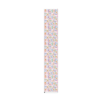 Personalized Pastel Gingerbread Bear Christmas Wrapping Paper | Custom Holiday Gift Wrap Roll for Kids & Girls | Cute Candy & Snowflake Gift Wrap