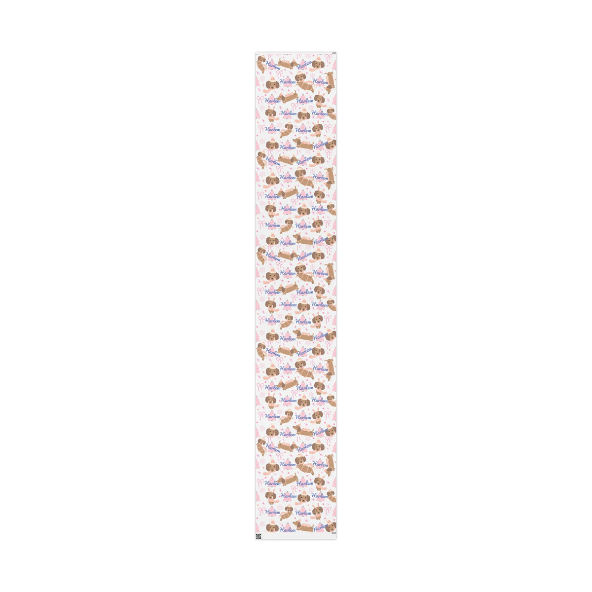 Personalized Pink Christmas Wrapping Paper – Custom Name Dachshund & Bow Holiday Gift Wrap