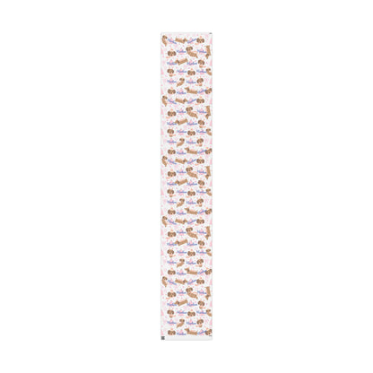 Personalized Pink Christmas Wrapping Paper – Custom Name Dachshund & Bow Holiday Gift Wrap