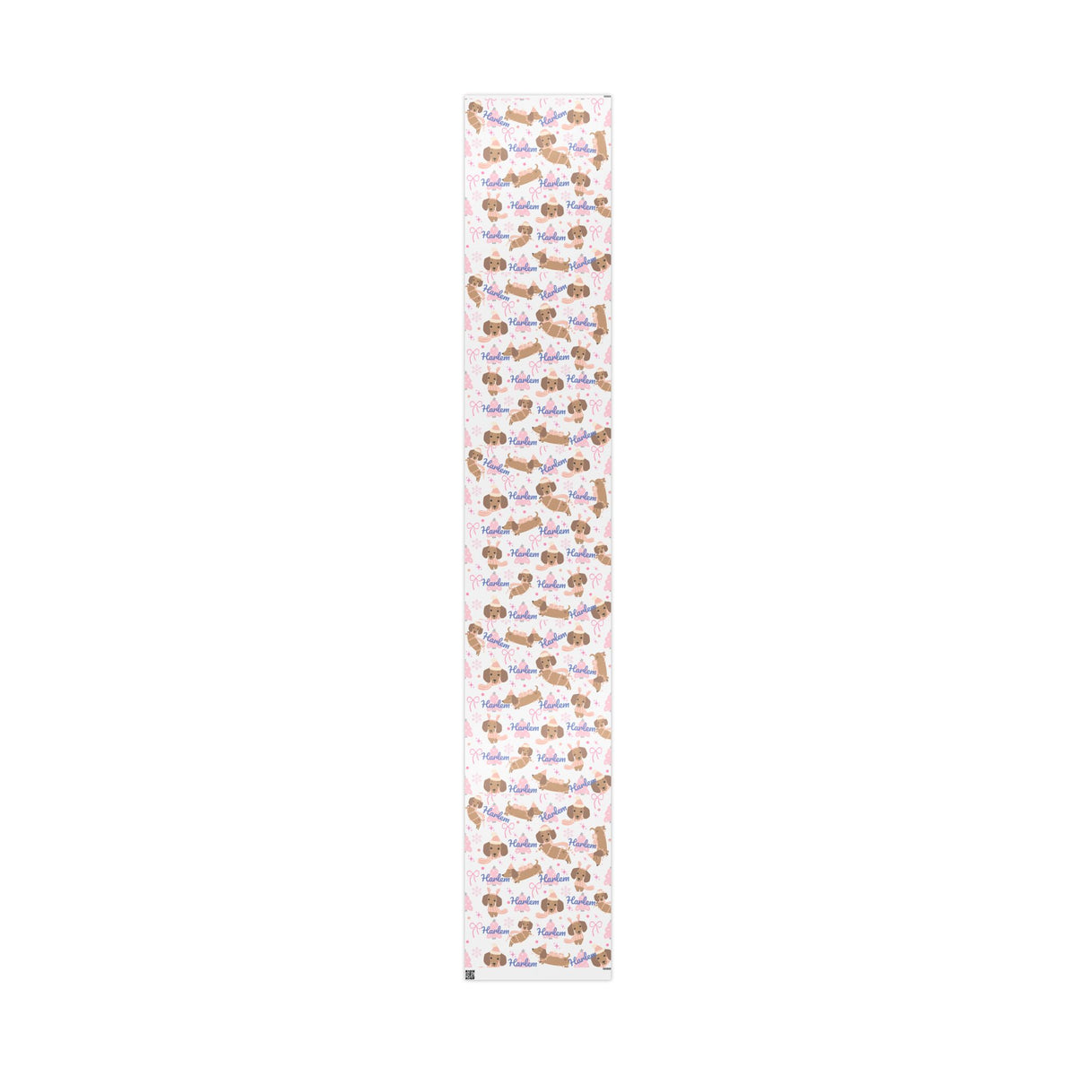 Personalized Pink Christmas Wrapping Paper – Custom Name Dachshund & Bow Holiday Gift Wrap