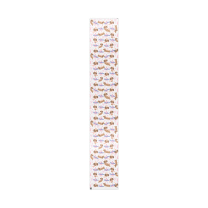 Personalized Pink Christmas Wrapping Paper – Custom Name Dachshund & Bow Holiday Gift Wrap
