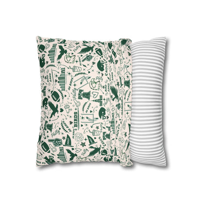 Custom Designed Philadelphia Eagles Decorative Pillowcase — Green Doodle Square Pillow