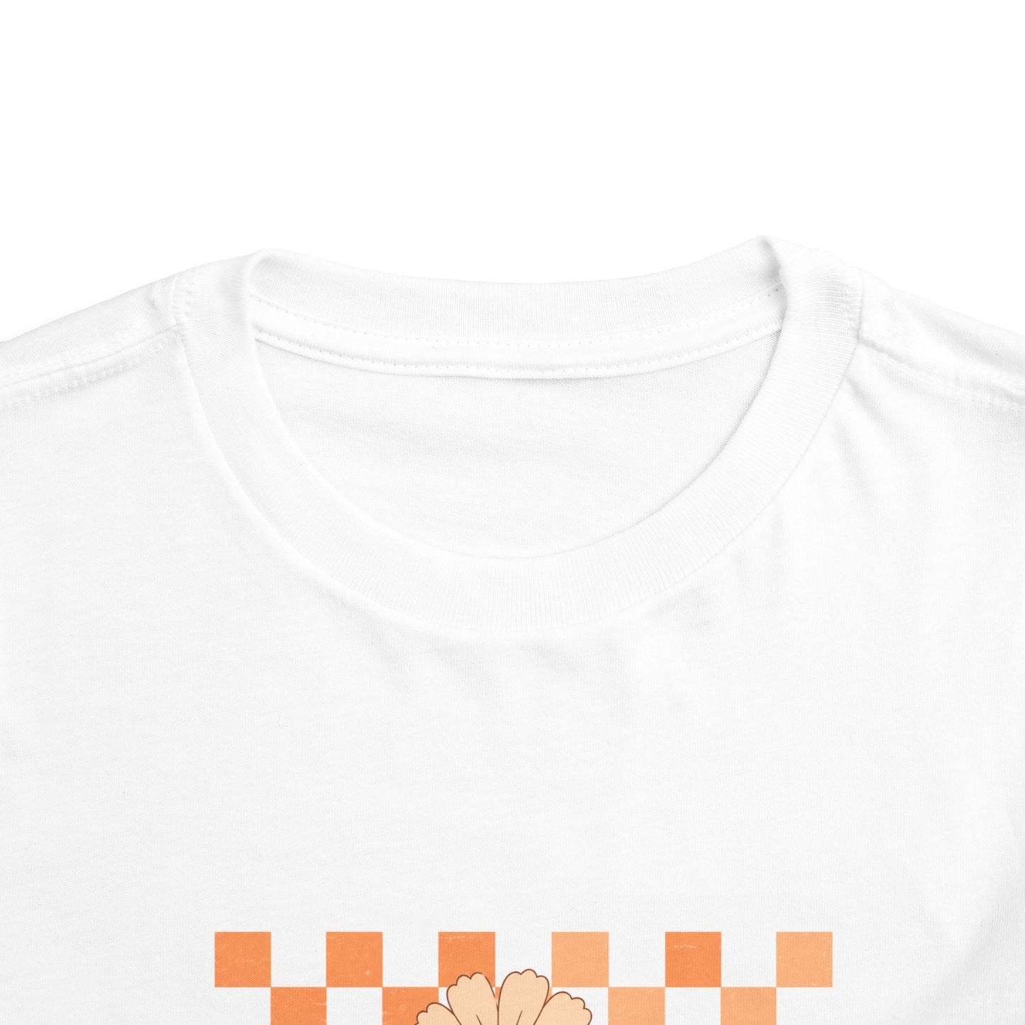 Sunflower Smiley Toddler Tee — Retro Checkered Happy Face Shirt