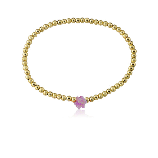 Glitter Girl Pink Opal Flower Bracelet