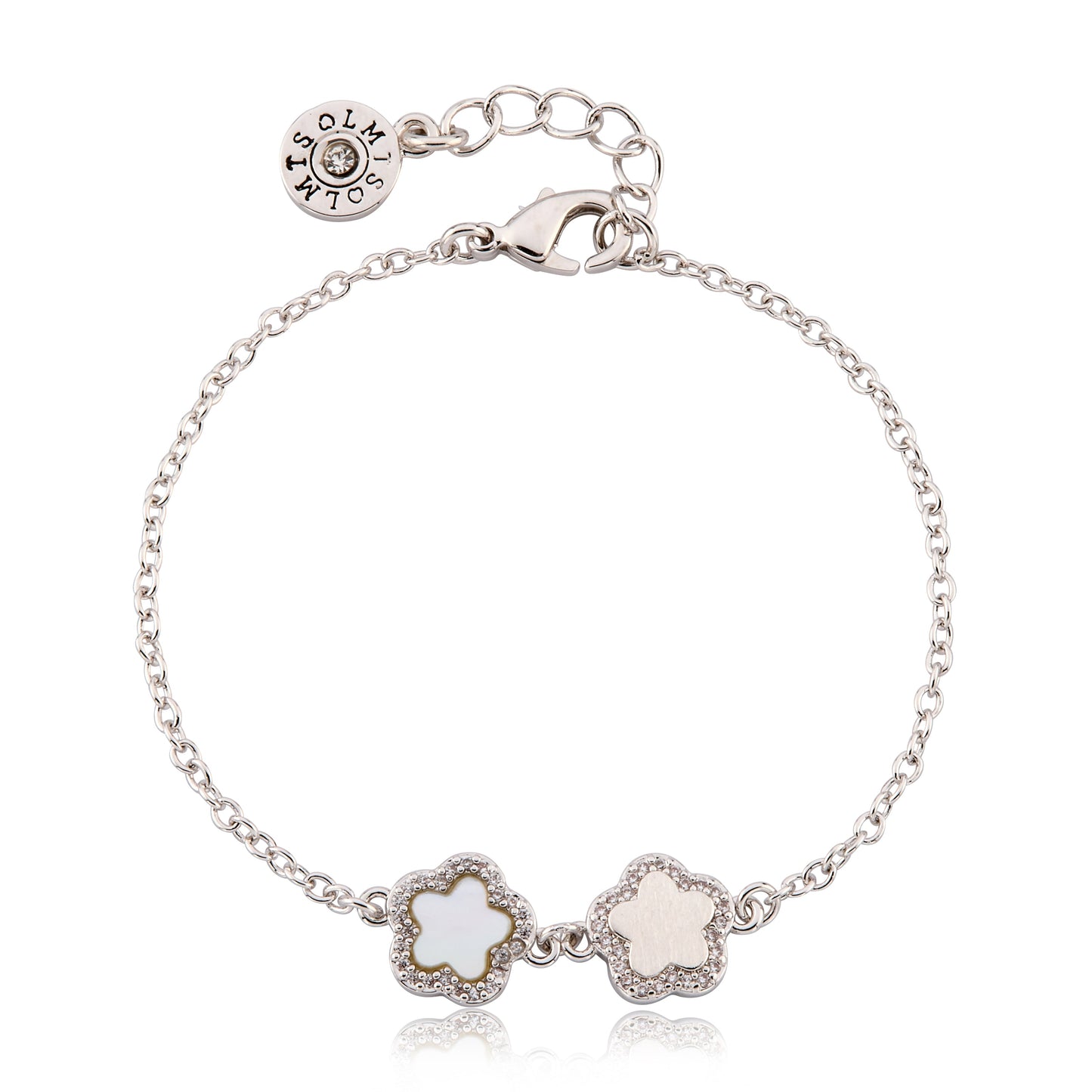 LMTS Classic! Cz Framed Flower Chain Bracelet