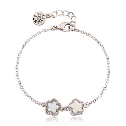 LMTS Classic! Cz Framed Flower Chain Bracelet