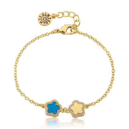 LMTS Classic! Cz Framed Flower Chain Bracelet