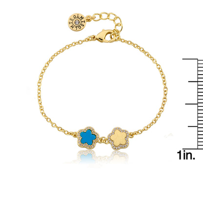 LMTS Classic! Cz Framed Flower Chain Bracelet