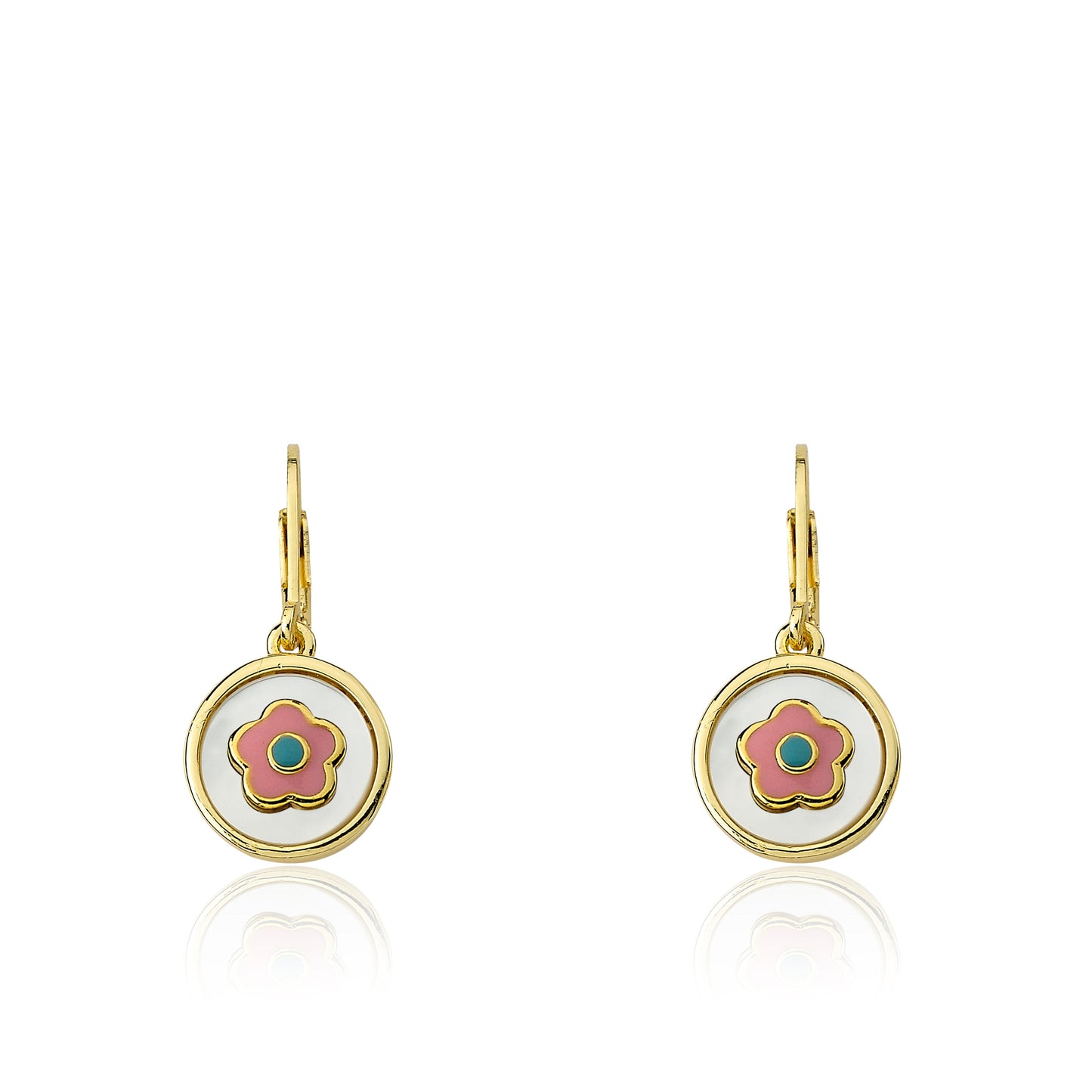Mother Of Pearl Coin Flower Dangle Earring