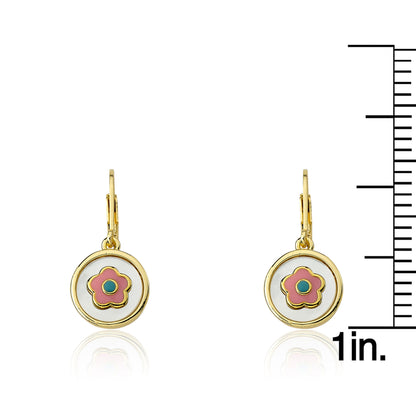 Mother Of Pearl Coin Flower Dangle Earring