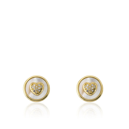Pearl Cz Heart Earring