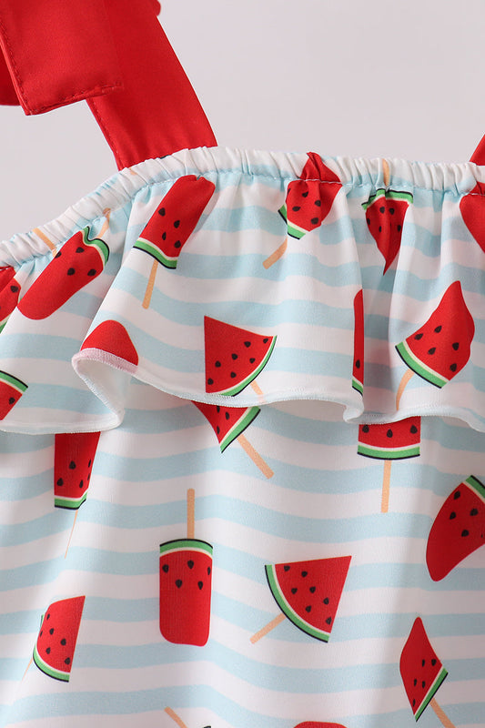Kids UPF 50+ Swim One-Piece — Red Watermelon | Girls Swimsuit