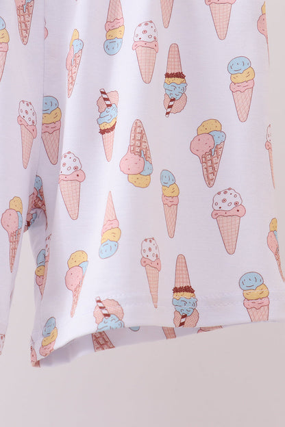 Blue ice cream print bamboo pajama set