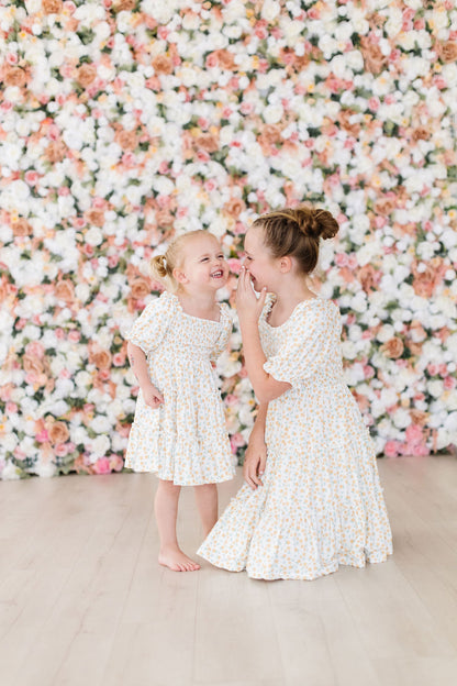Marvelous Marigolds Smocked Ruffle Dress