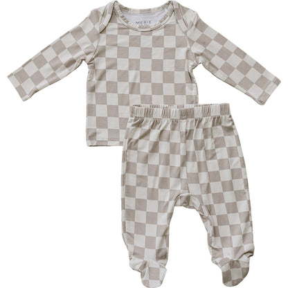 Taupe Checkered Bamboo Layette Set