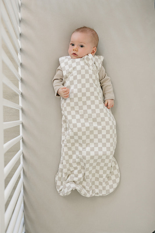 Taupe Checkered Bamboo Sleep Sack