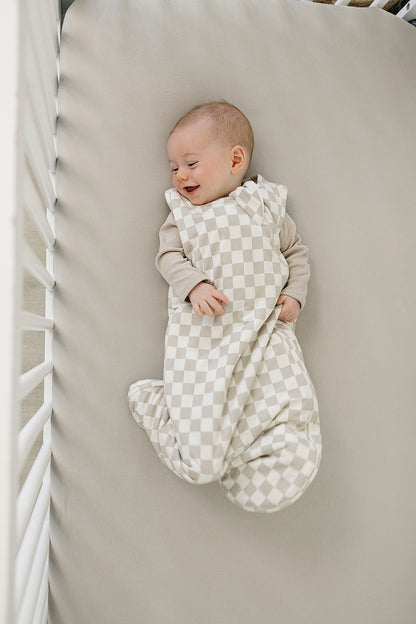 Taupe Checkered Bamboo Sleep Sack