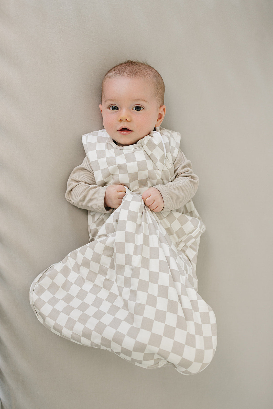 Taupe Checkered Bamboo Sleep Sack