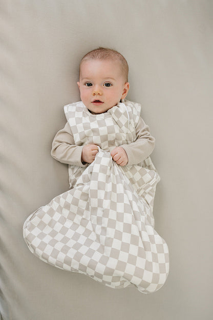 Taupe Checkered Bamboo Sleep Sack