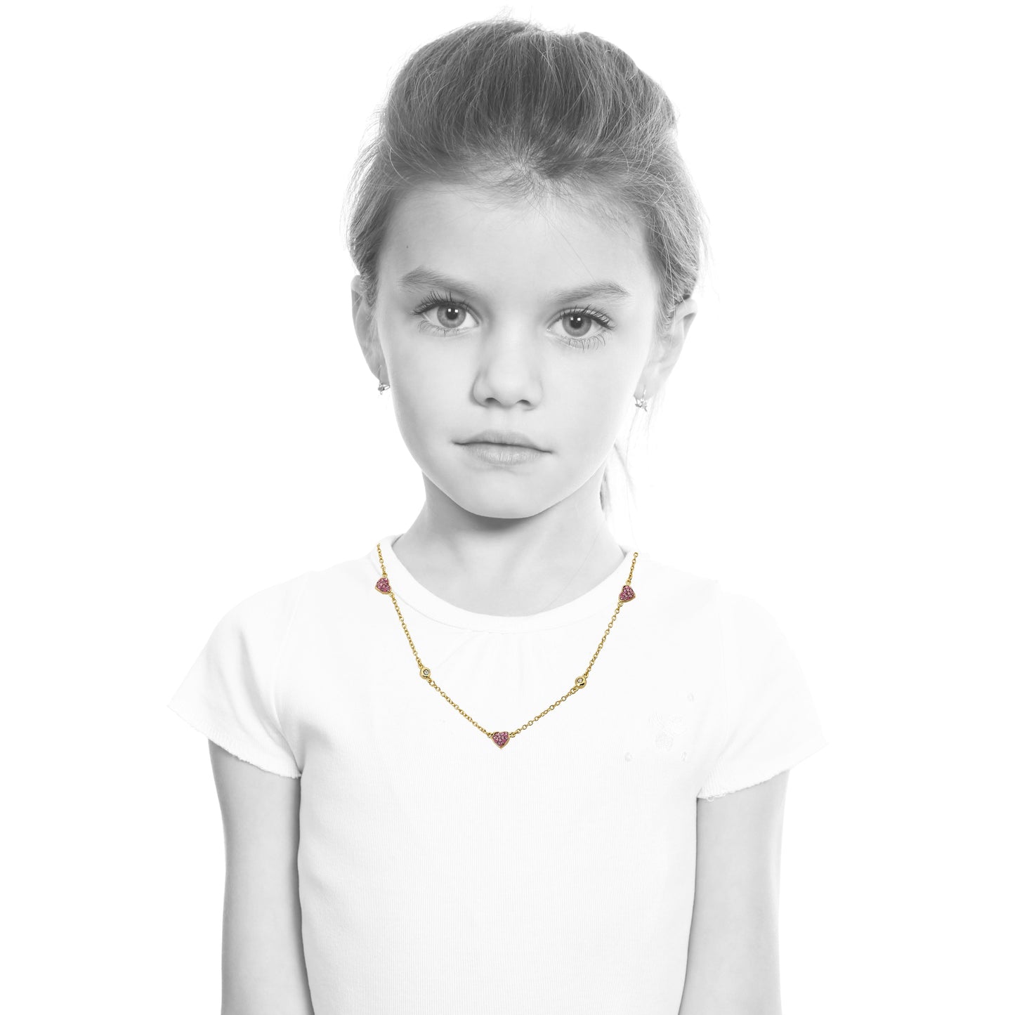 Crystal Hearts Station Necklace