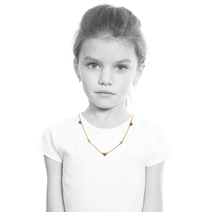 Crystal Hearts Station Necklace