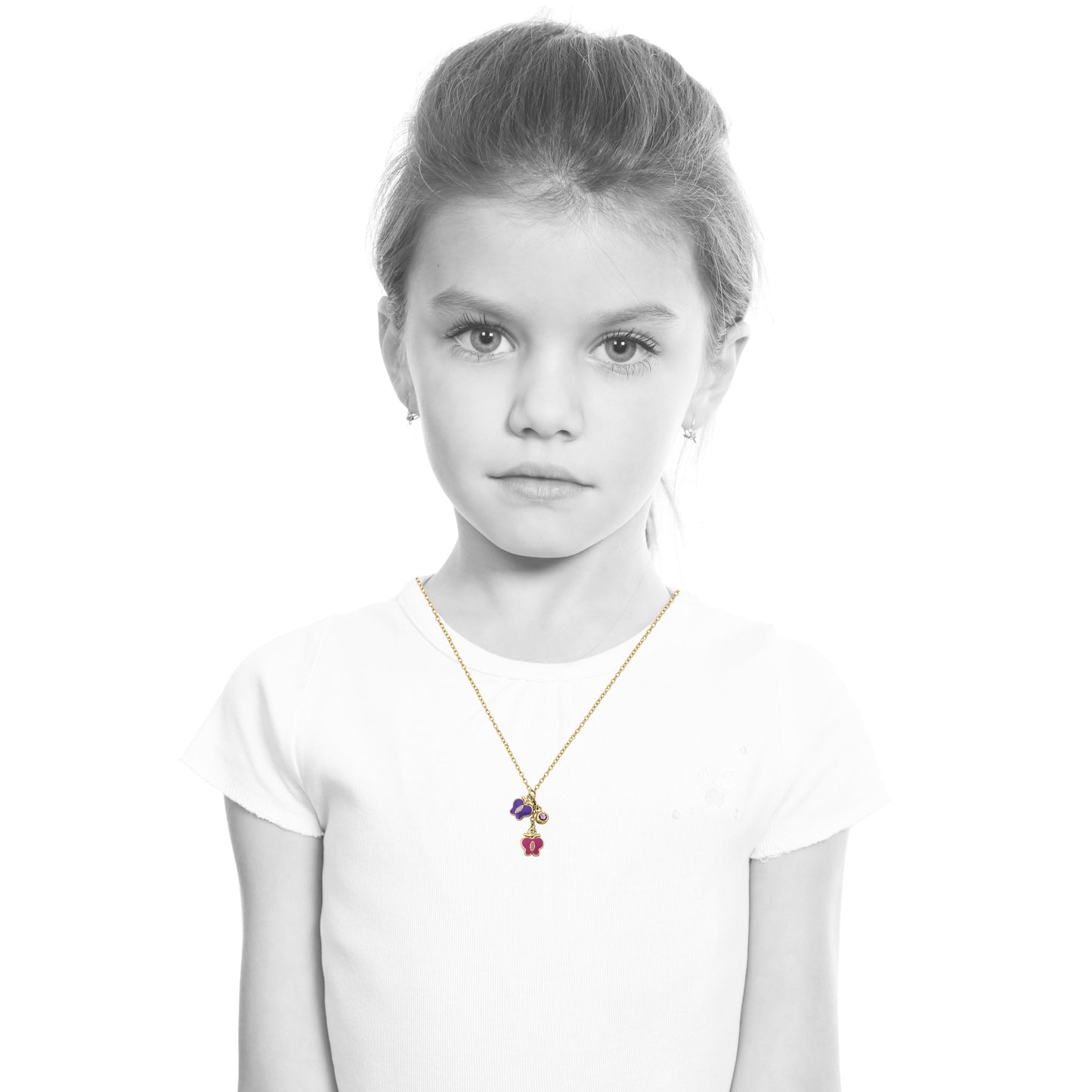 Butterflies Cluster Charm Necklace