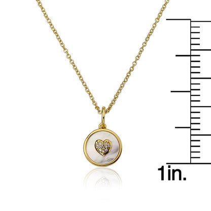 Cz Heart Coin Necklace