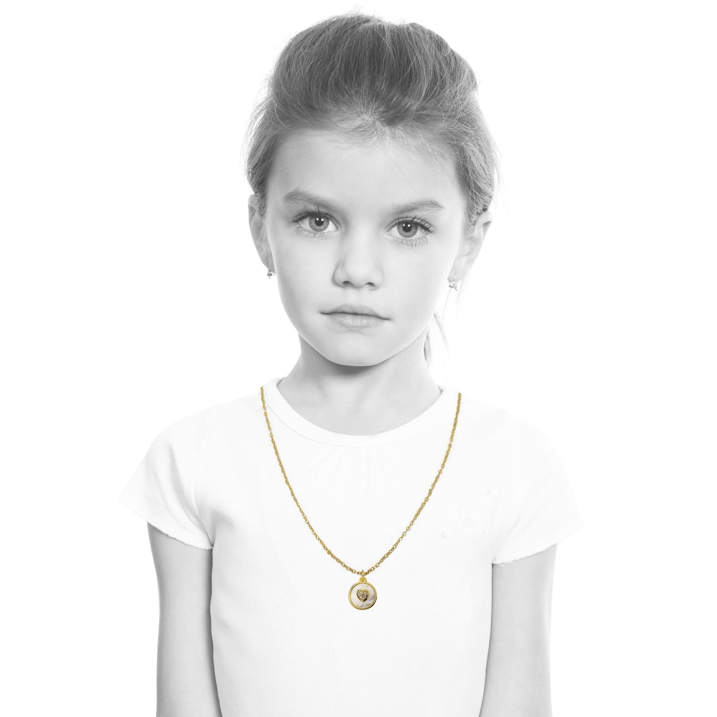 Cz Heart Coin Necklace