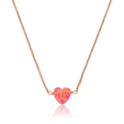 Glitter Girl Opal Heart Necklace
