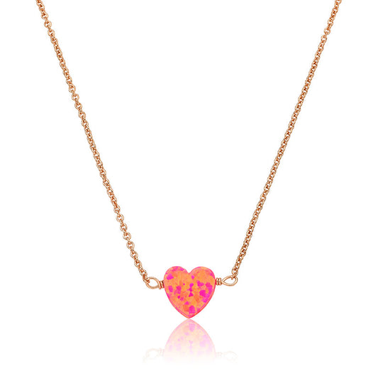 Glitter Girl Opal Heart Necklace