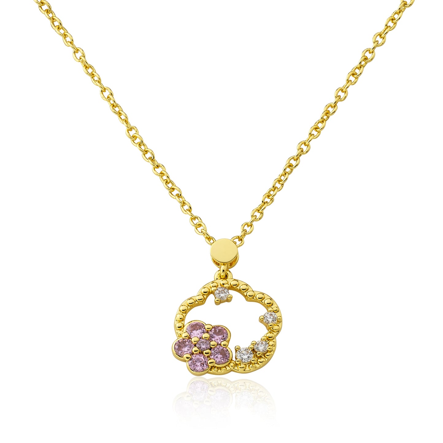 Crystal Pink Flower Necklace